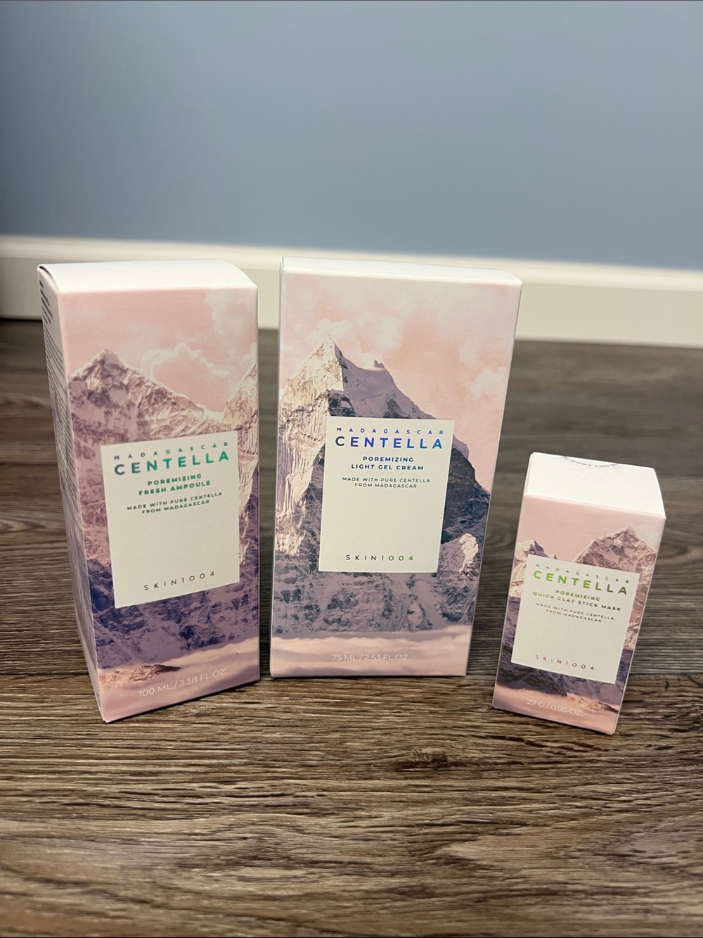 SKIN1004 Madagascar Centella Poremizing set - ampoule, gel cream, and clay mask